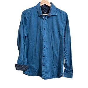 Ted Baker Blue Casual Button Down Shirt Size 3 Business Flaws